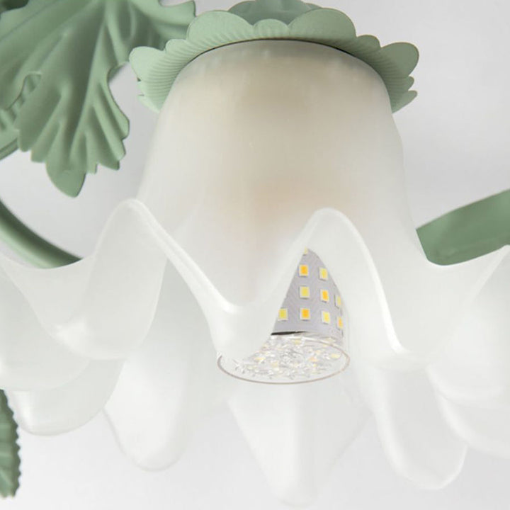 Traditional Leaf Ceramic Semi-Flush Ceiling Light