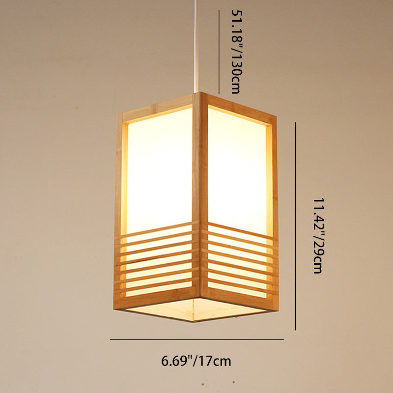 Traditional Rectangular Bamboo Pendant Light