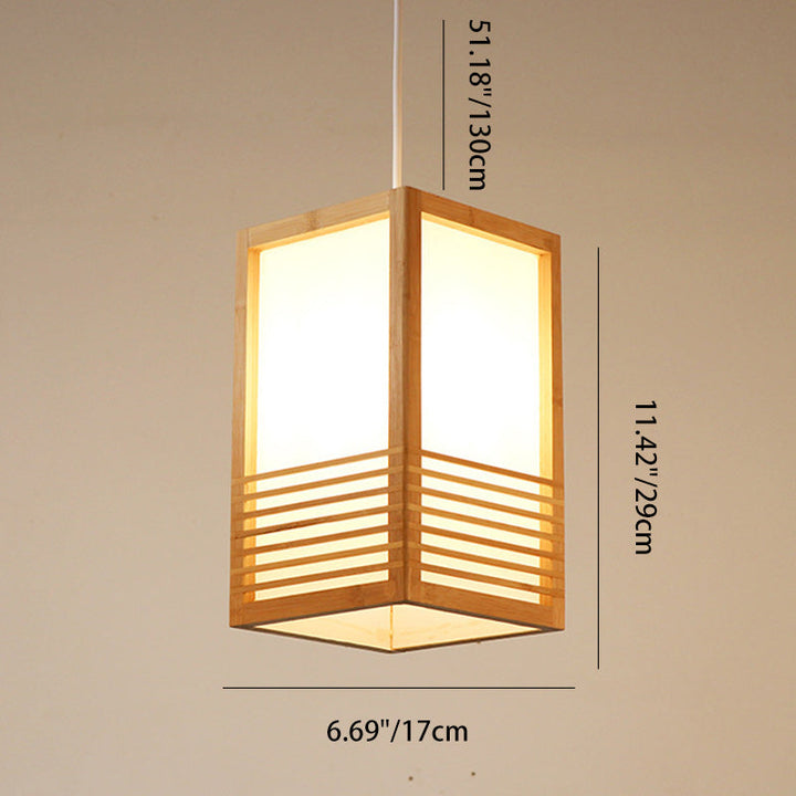 Traditional Rectangular Bamboo Pendant Light