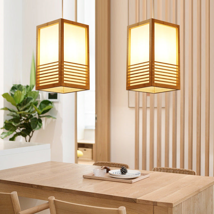 Traditional Rectangular Bamboo Pendant Light