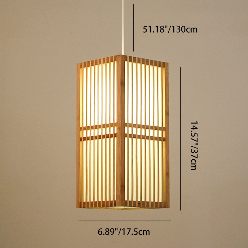 Traditional Rectangular Bamboo Pendant Light