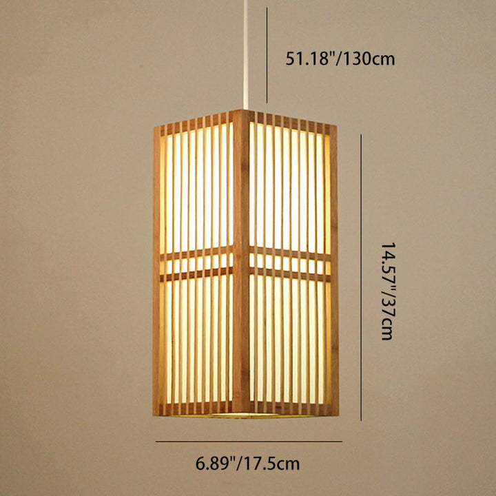Traditional Rectangular Bamboo Pendant Light
