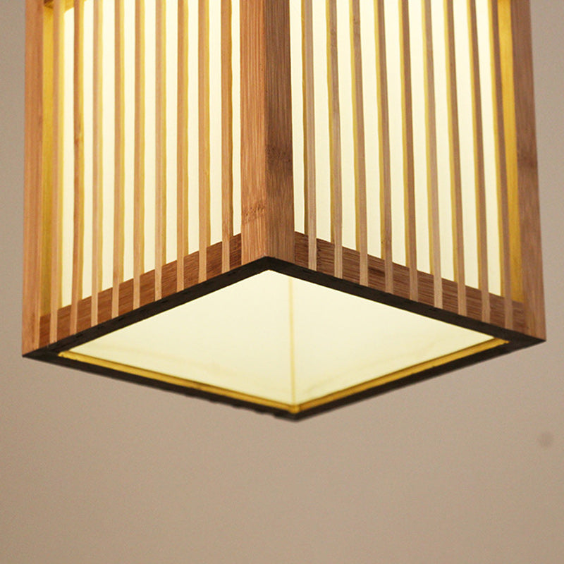 Traditional Rectangular Bamboo Pendant Light