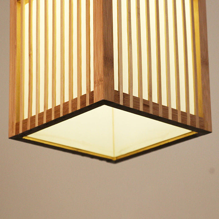 Traditional Rectangular Bamboo Pendant Light