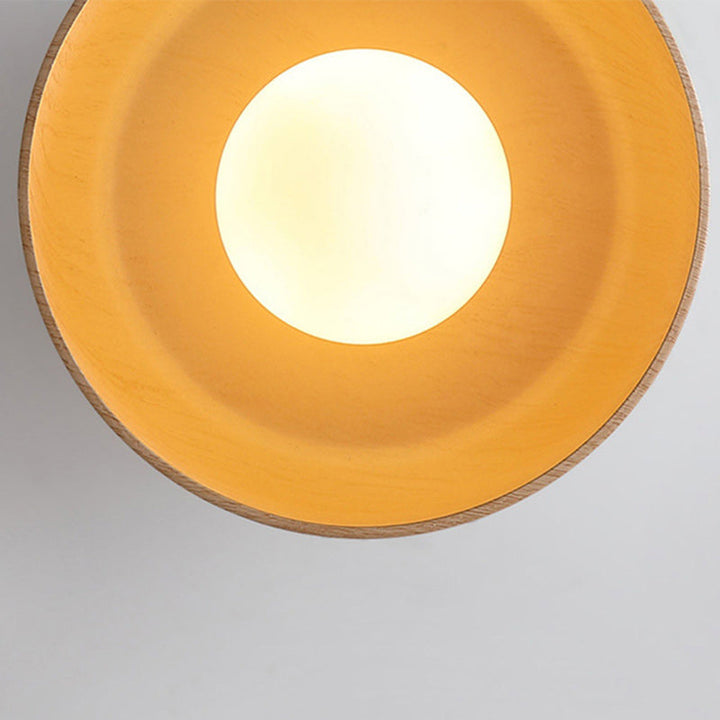 Contemporary Round Glass Semi-Flush Ceiling Light Iron
