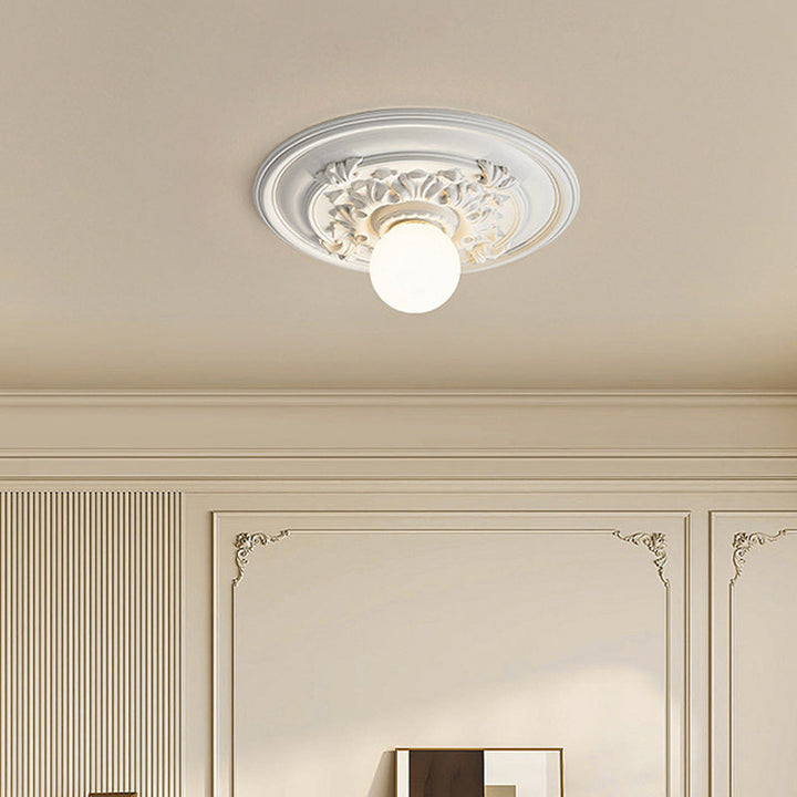 Traditional Round Resin Flush Mount Ceiling Light