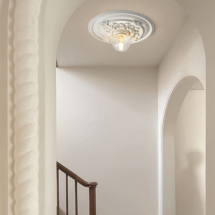 Traditional Round Resin Flush Mount Ceiling Light
