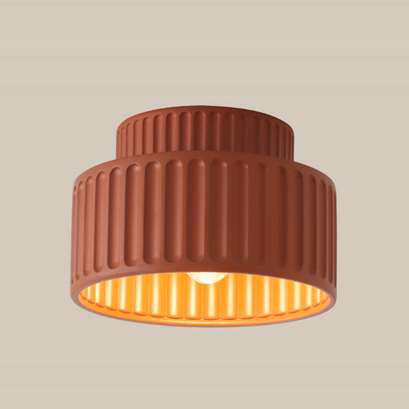 Contemporary Cylinder Resin Semi-Flush Ceiling Light