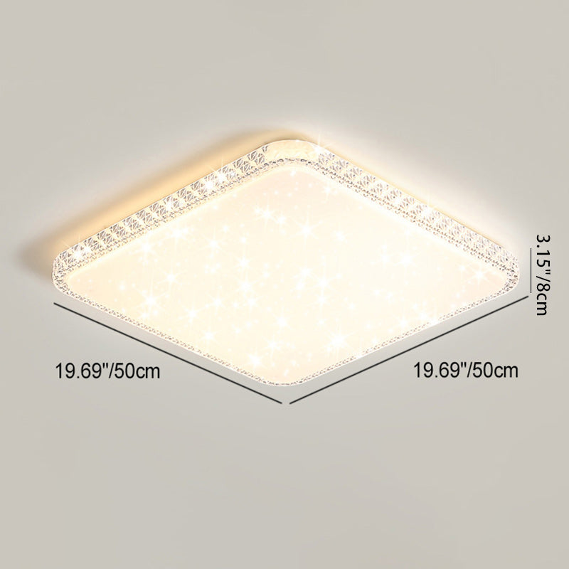 Modern Luxury Mounted Star Round Square Acrylic Iron LED Flush Mount Ceiling Light For Bedroom