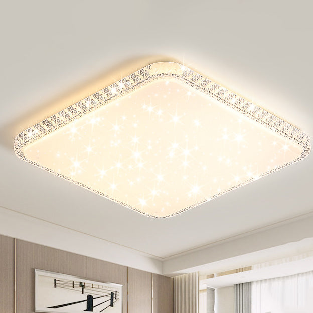 Modern Luxury Mounted Star Round Square Acrylic Iron LED Flush Mount Ceiling Light For Bedroom