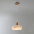 Contemporary Nordic Cream Persimmon Wood Glass 1-Light Pendant Light For Dining Room