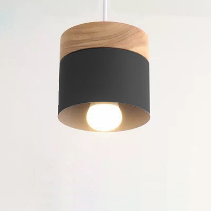 Minimalist Cylinder Wood Pendant Light