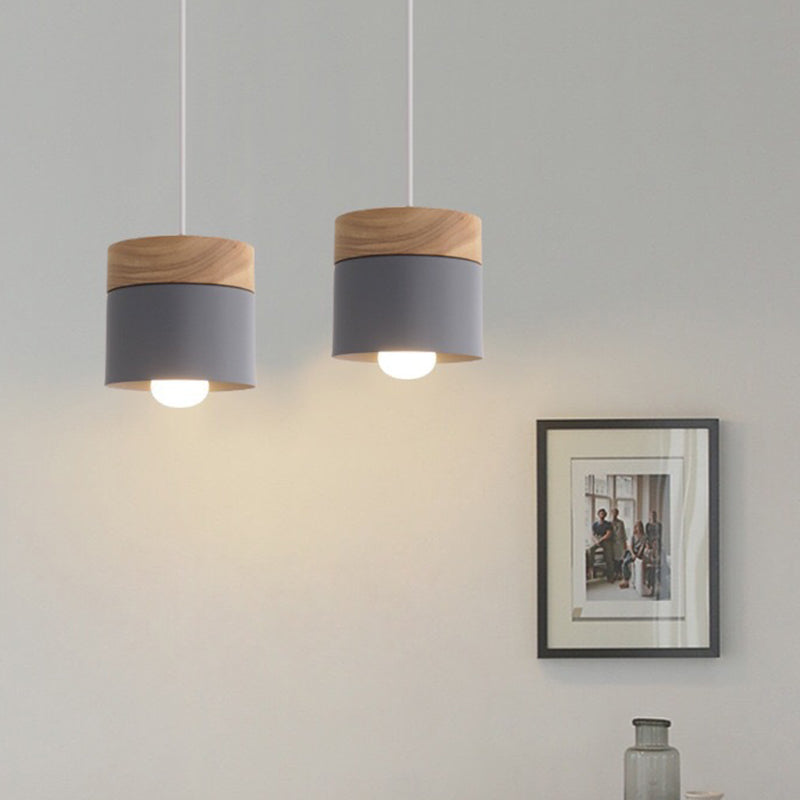 Minimalist Cylinder Wood Pendant Light