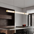 Modern Luxury Cylinder Long Textured Iron Faux Dolomite LED Pendant Light Island Light For Dining Room