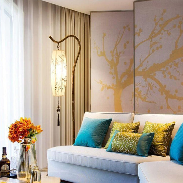 Traditional Arc Bamboo Floor Lamp