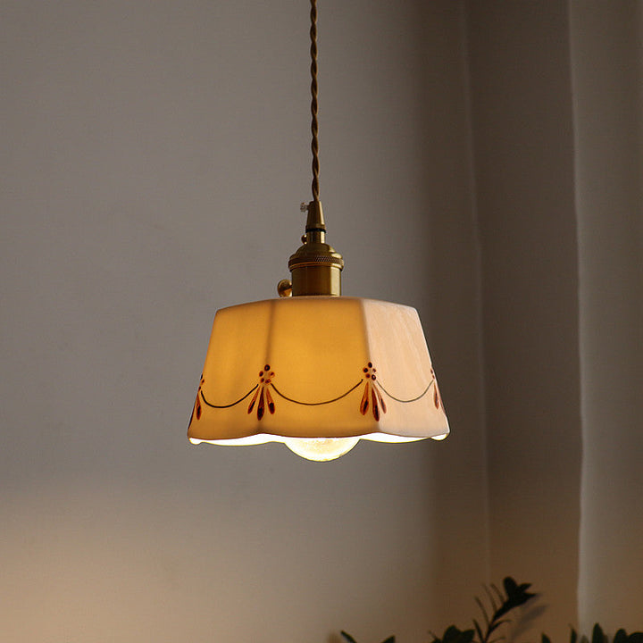 Traditional Round Ceramic Pendant Light