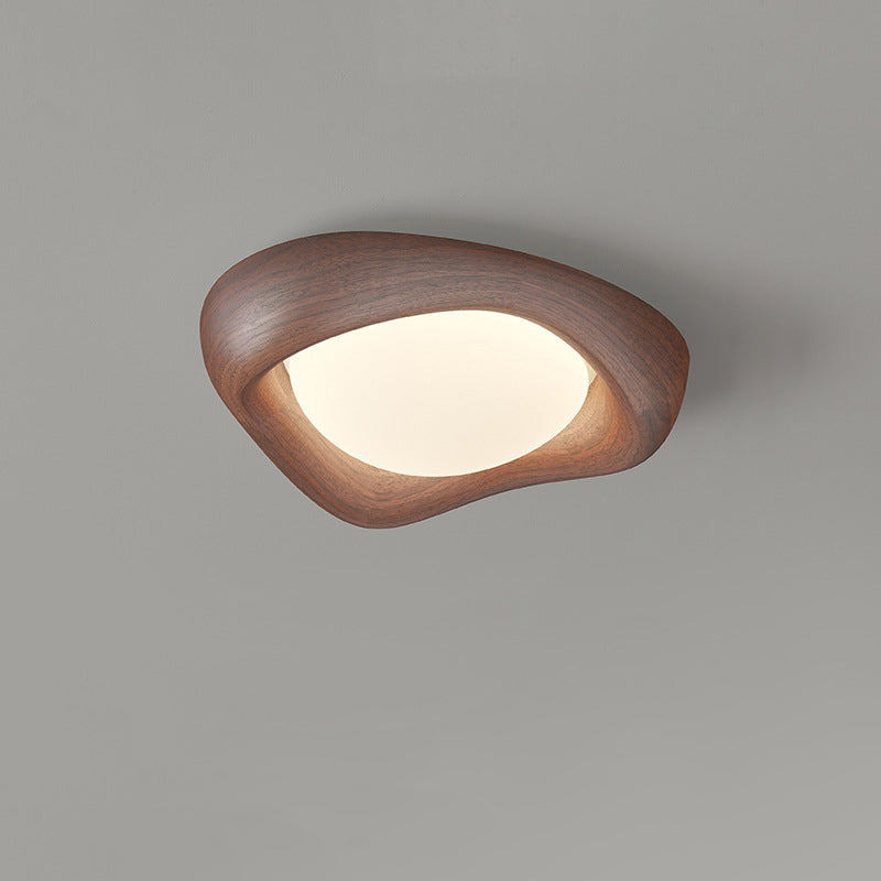 Contemporary Curved Wood LED Flush Mount Ceiling Light