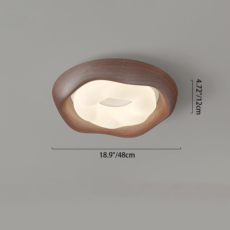 Contemporary Curved Wood LED Flush Mount Ceiling Light