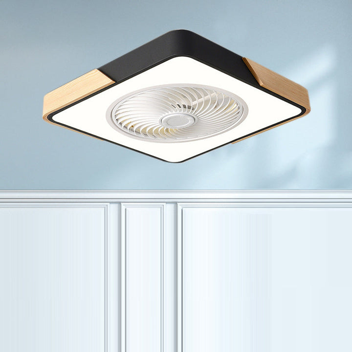 Nordic Round Solid Wood LED Ceiling Fan Light
