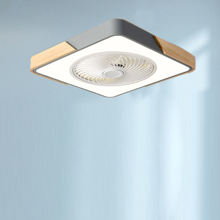 Nordic Round Solid Wood LED Ceiling Fan Light