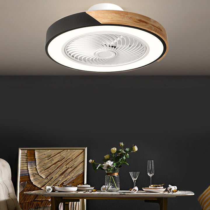 Nordic Round Solid Wood LED Ceiling Fan Light