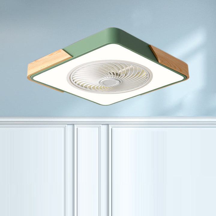 Nordic Round Solid Wood LED Ceiling Fan Light
