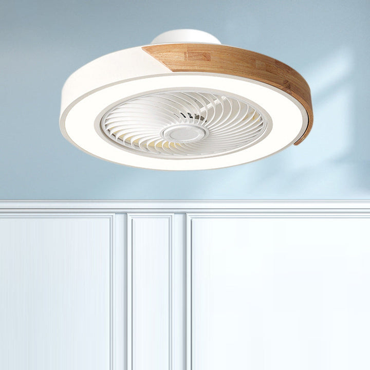 Nordic Round Solid Wood LED Ceiling Fan Light