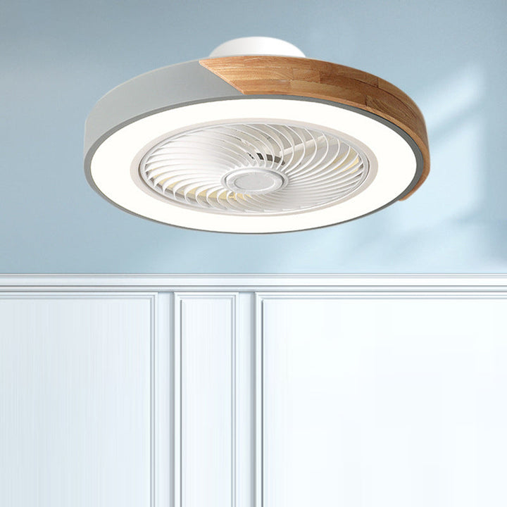 Nordic Round Solid Wood LED Ceiling Fan Light