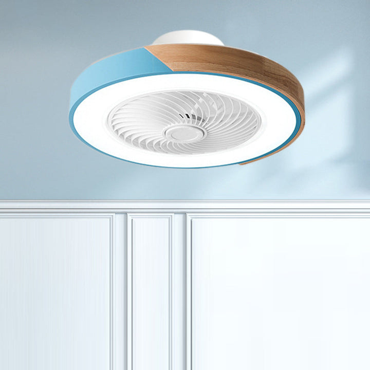 Nordic Round Solid Wood LED Ceiling Fan Light