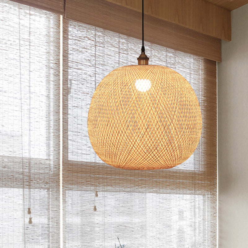 Japanese Traditional Round Bamboo Pendant Light