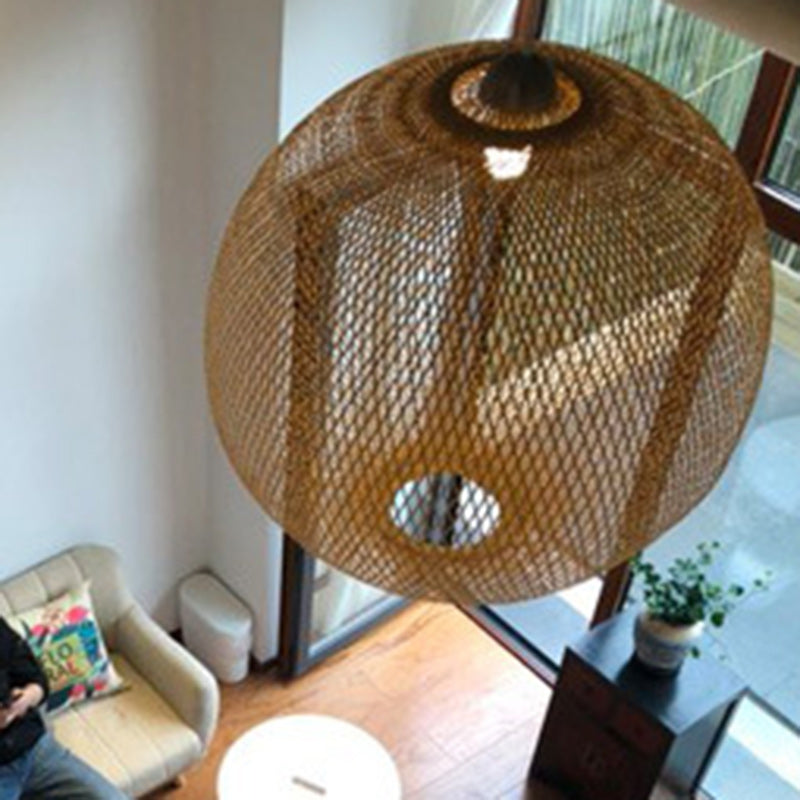 Japanese Traditional Round Bamboo Pendant Light