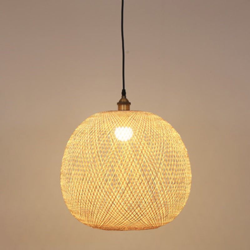 Japanese Traditional Round Bamboo Pendant Light