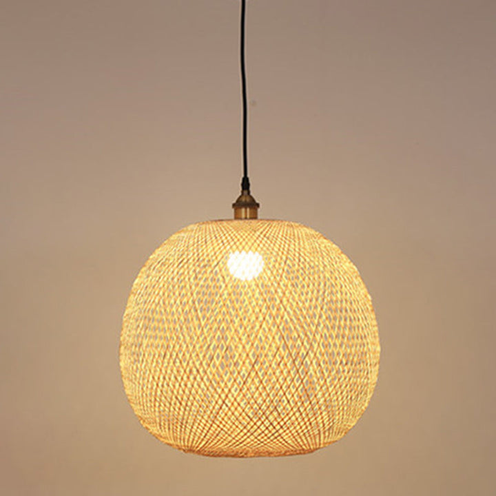 Japanese Traditional Round Bamboo Pendant Light