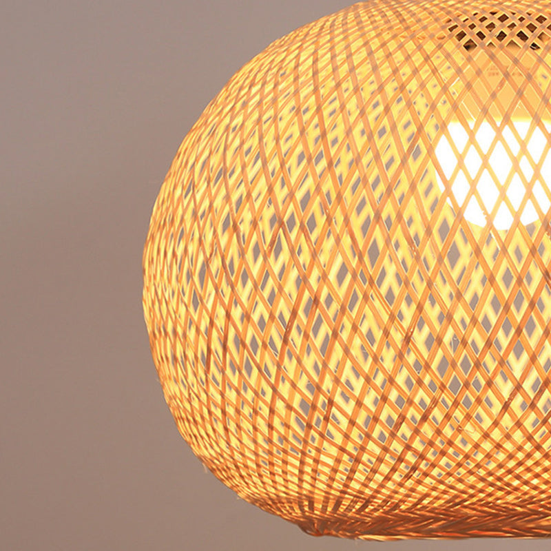 Japanese Traditional Round Bamboo Pendant Light