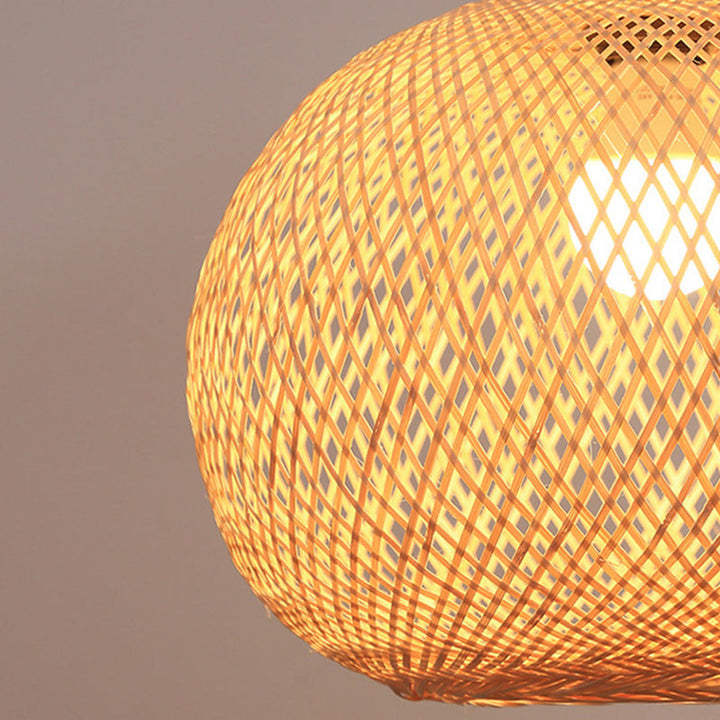 Japanese Traditional Round Bamboo Pendant Light