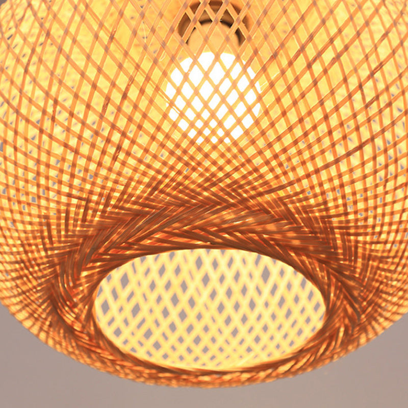 Japanese Traditional Round Bamboo Pendant Light