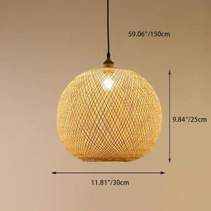 Japanese Traditional Round Bamboo Pendant Light