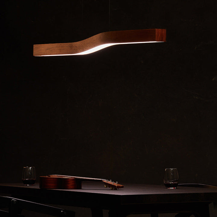 Minimalist Rectangular Wood LED Chandelier
