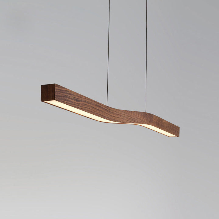 Minimalist Rectangular Wood LED Chandelier
