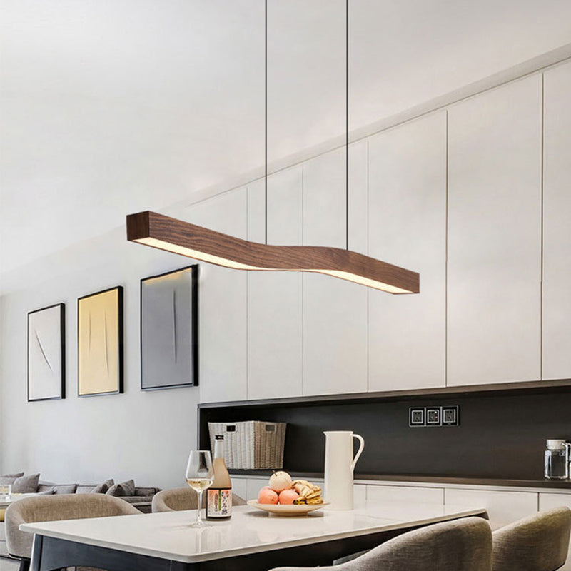 Minimalist Rectangular Wood LED Chandelier
