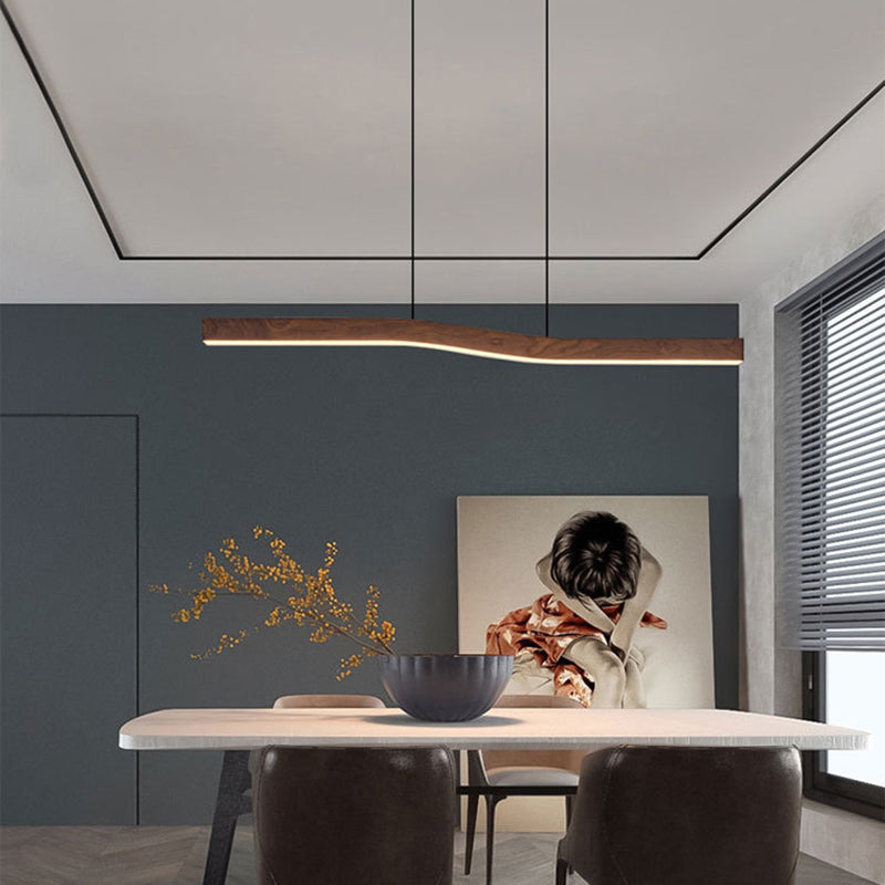 Minimalist Rectangular Wood LED Chandelier