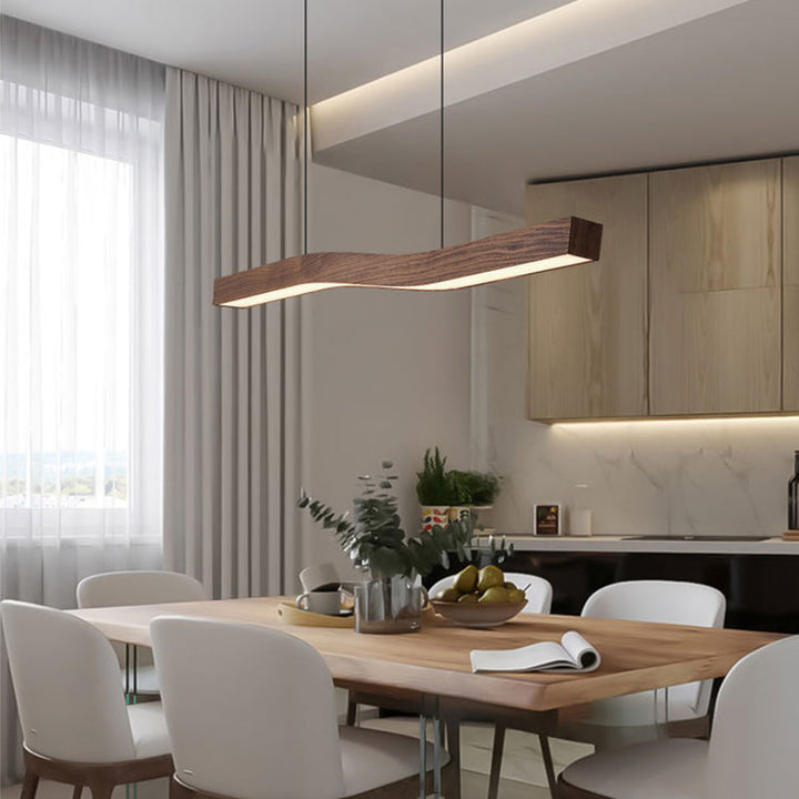 Minimalist Rectangular Wood LED Chandelier