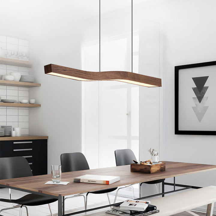Minimalist Rectangular Wood LED Chandelier