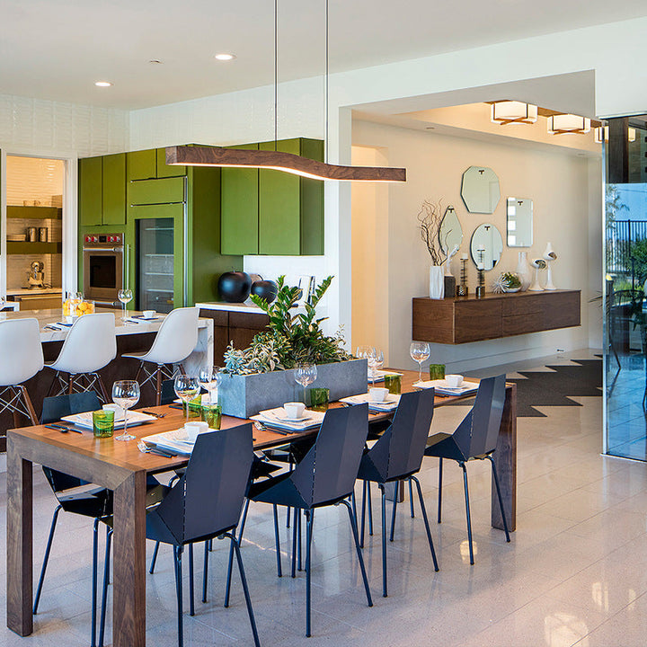 Minimalist Rectangular Wood LED Chandelier