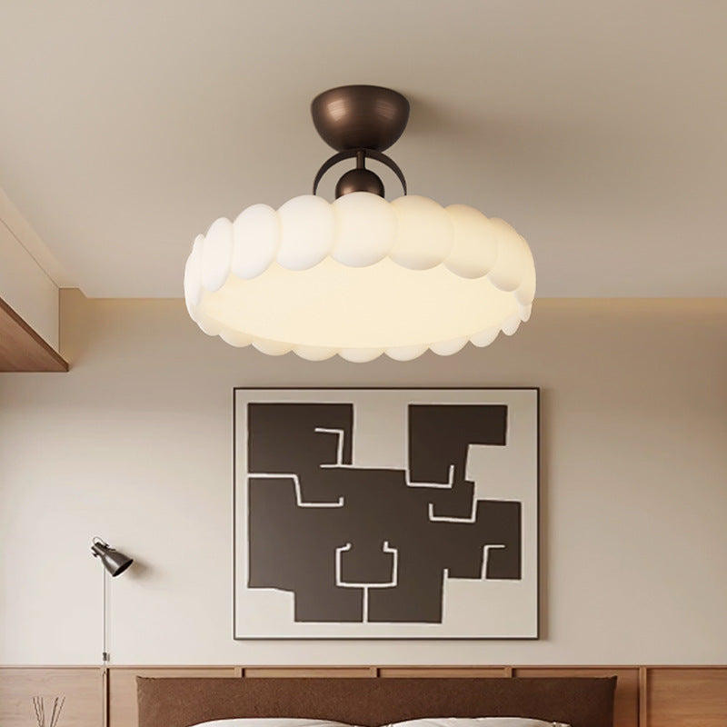 Traditional Round Iron LED Semi-Flush Ceiling Light