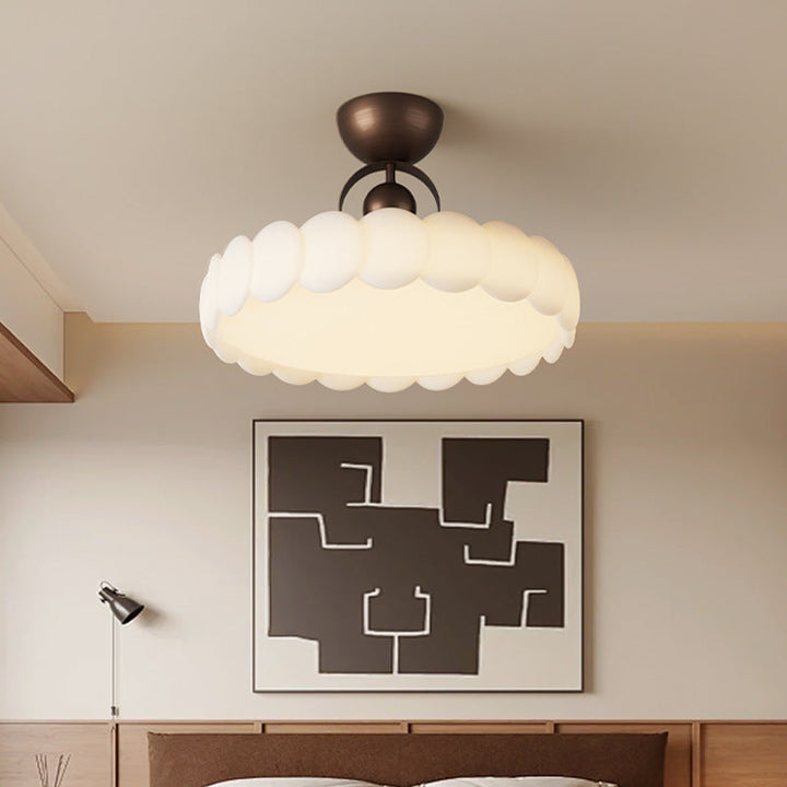 Traditional Round Iron LED Semi-Flush Ceiling Light