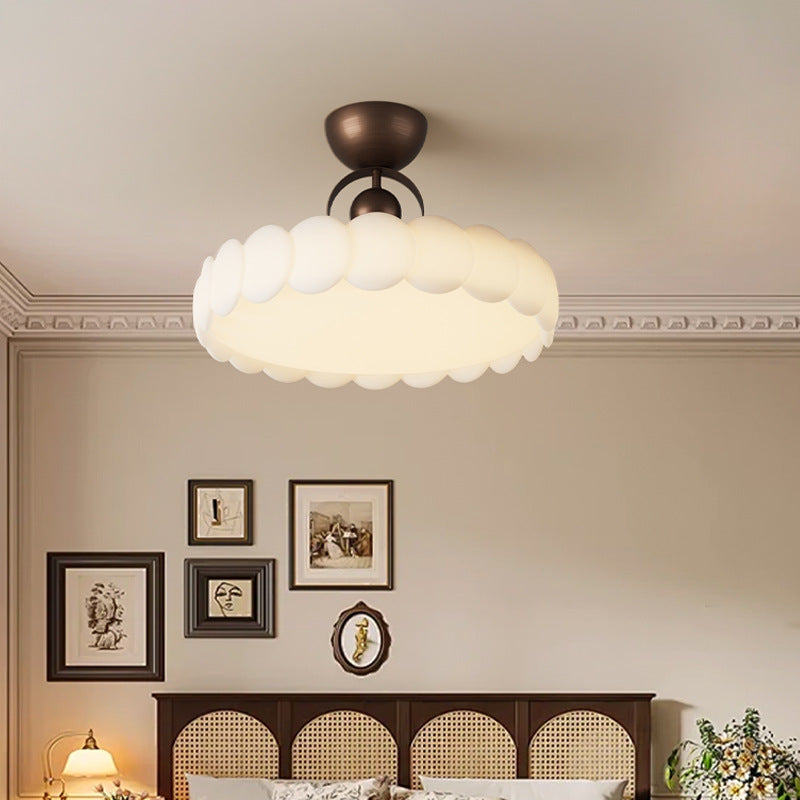 Traditional Round Iron LED Semi-Flush Ceiling Light
