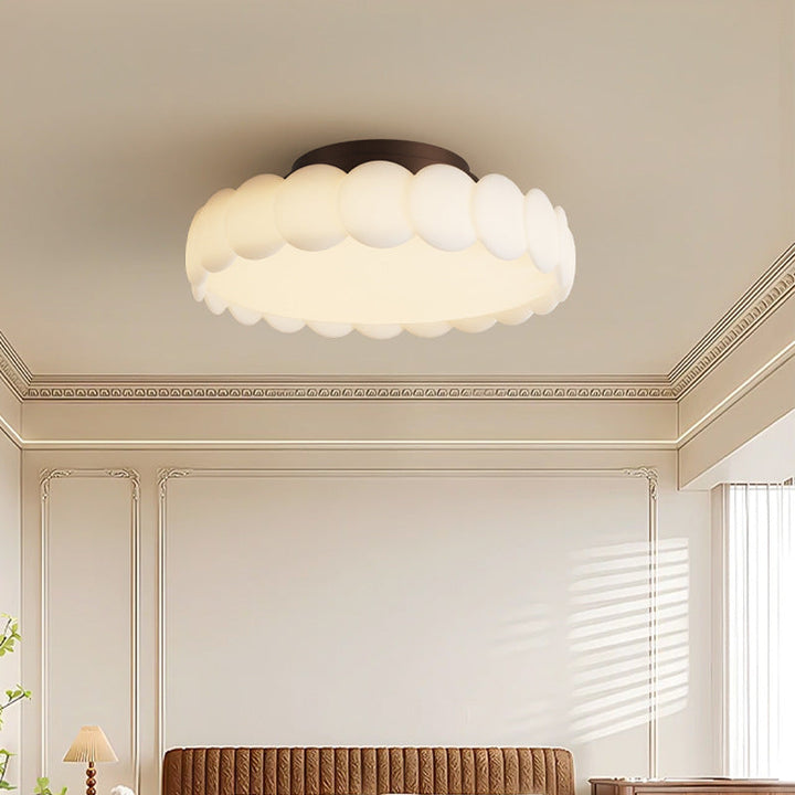 Traditional Round Iron LED Semi-Flush Ceiling Light