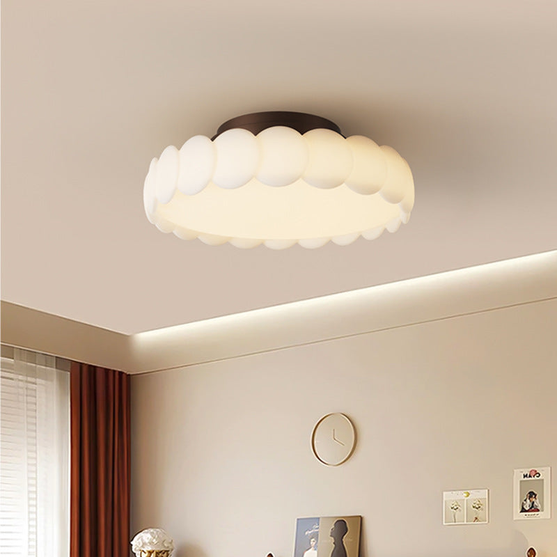 Traditional Round Iron LED Semi-Flush Ceiling Light