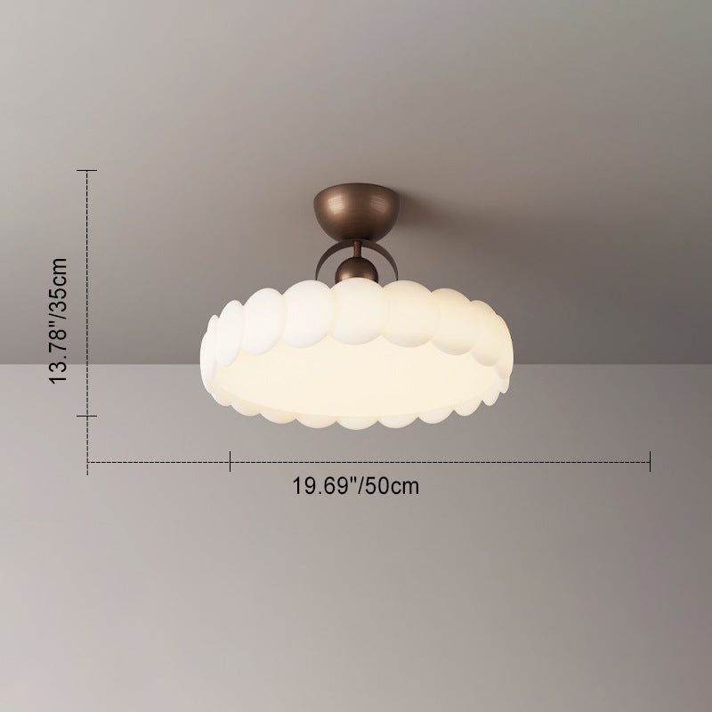 Traditional Round Iron LED Semi-Flush Ceiling Light
